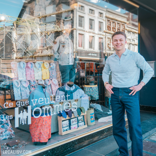 Façade du magasin Ce que veulent les hommes à Huy, spécialisé dans la mode masculine.