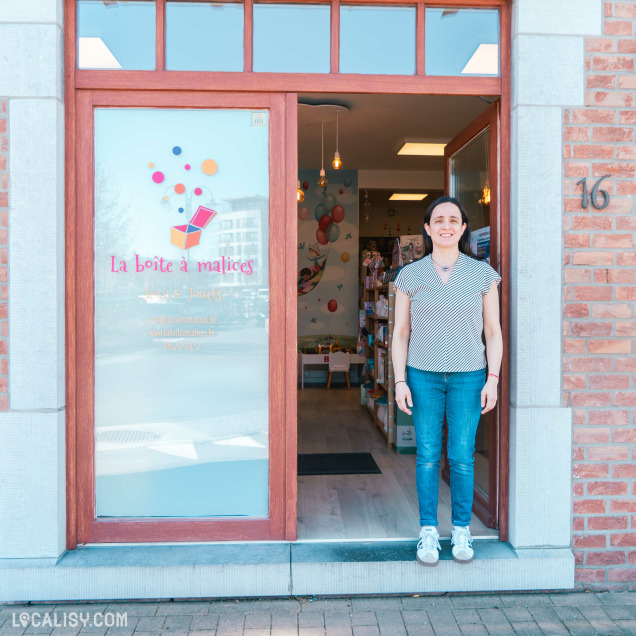 Façade de La Boîte à Malices, magasin de jouets à Marche-en-Famenne.